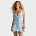 Josselin™ | Denim Lace Mini Dress