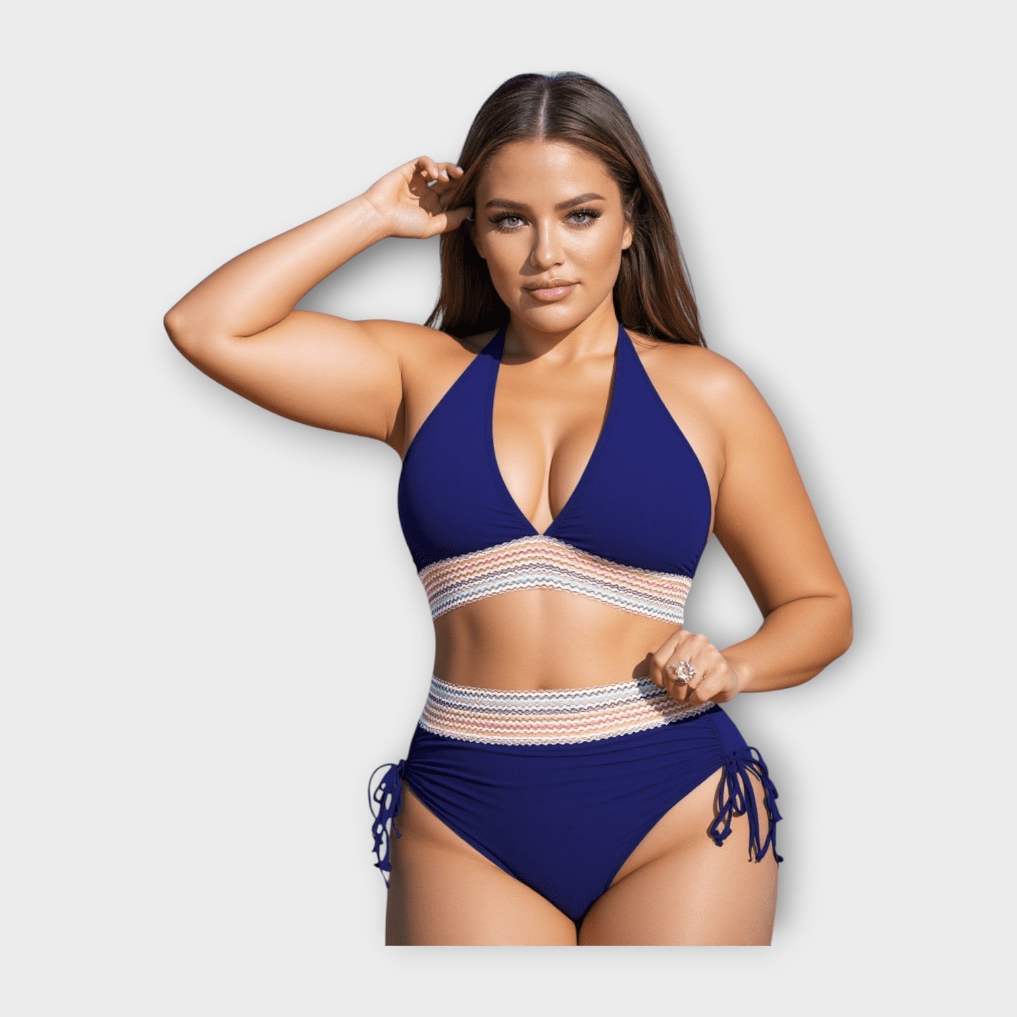 Bikini with Lace Details and High Waist