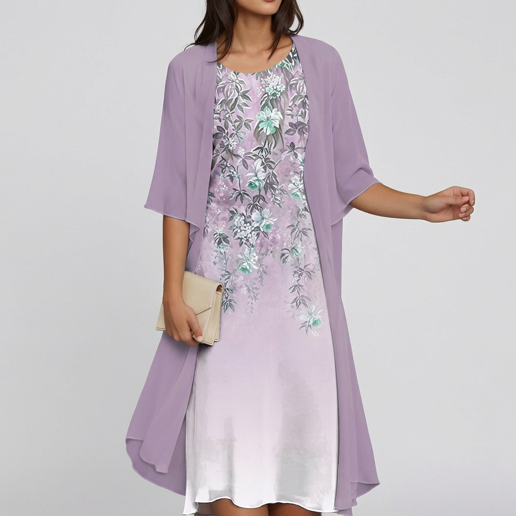 Lily – Floral Chiffon Dress Set