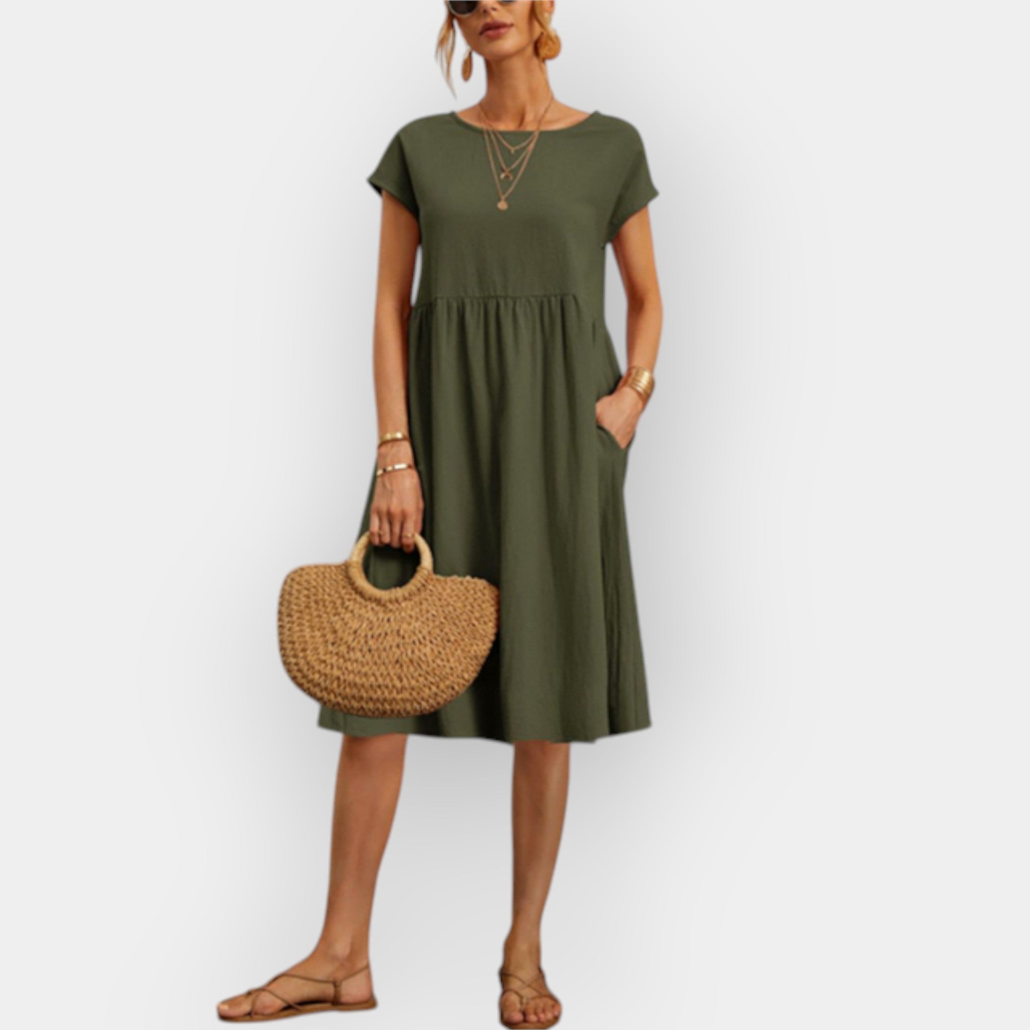 Midi Dress with Minimalist Lines