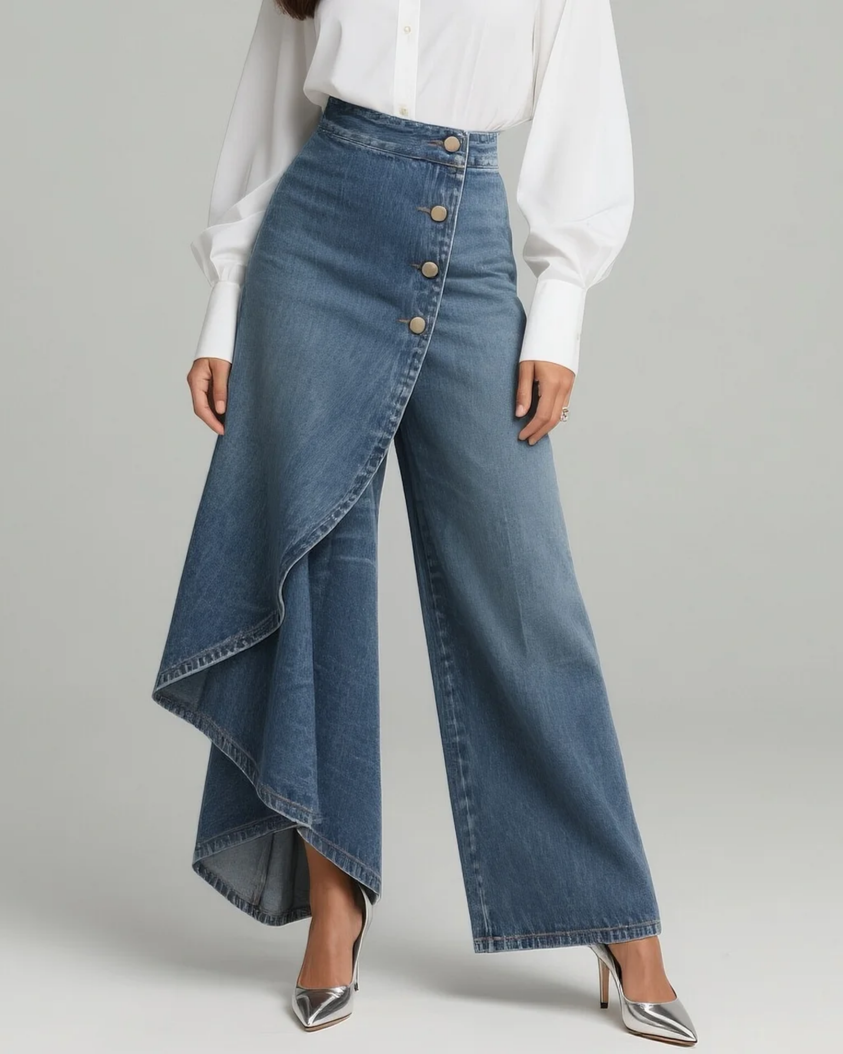 Ava™ – Wide-Leg Wrap Denim Jeans