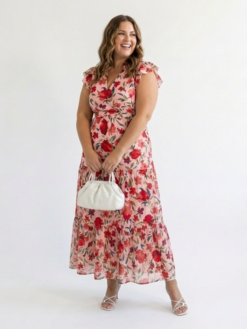 Lila | Floral V-Neck Midi Dress