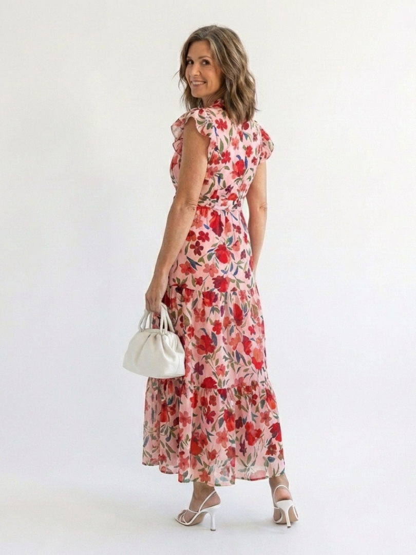 Lila | Floral V-Neck Midi Dress