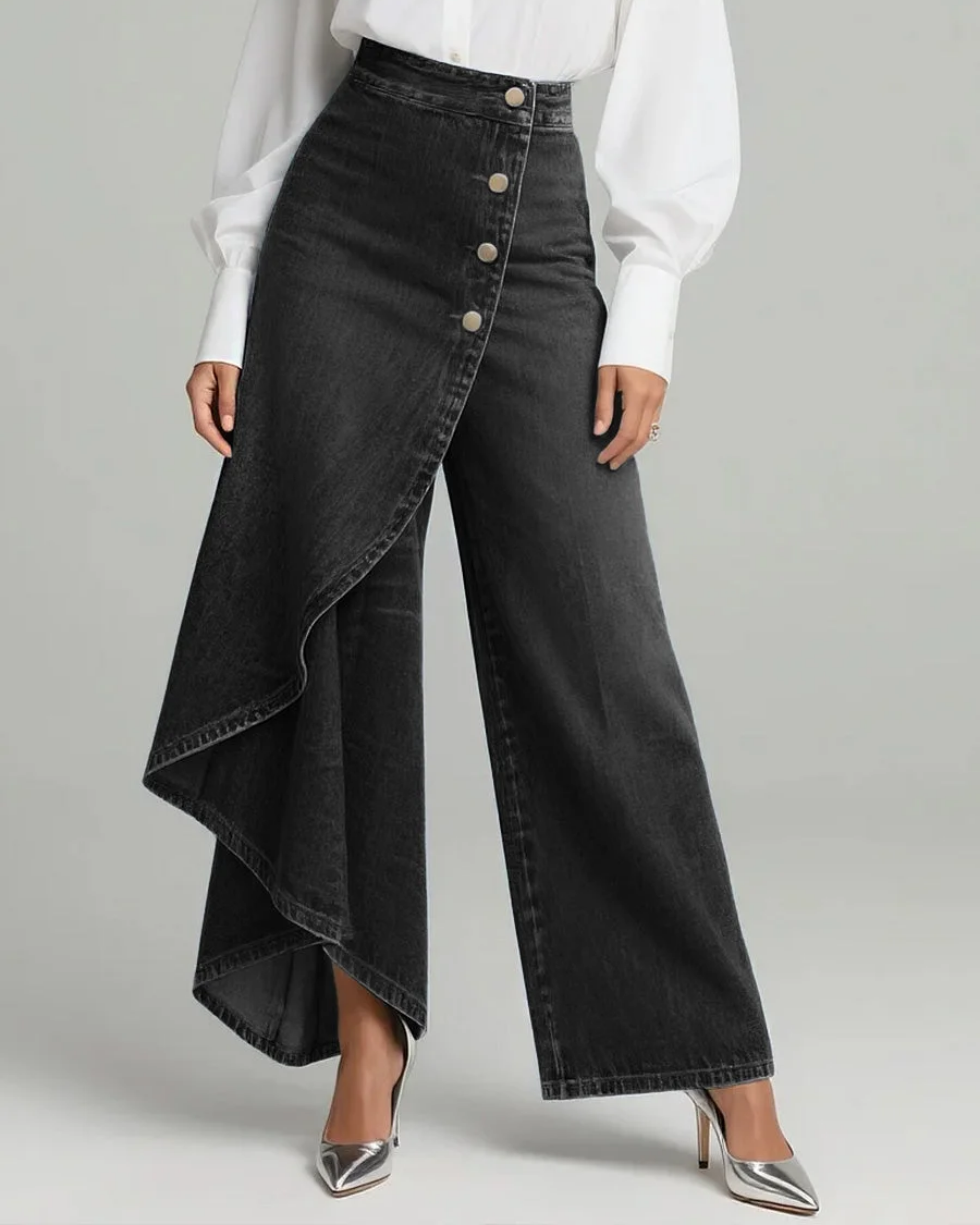 Ava™ – Wide-Leg Wrap Denim Jeans