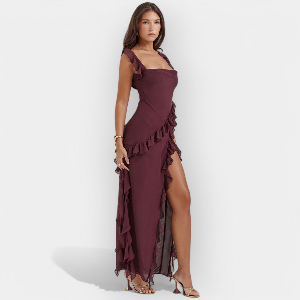 Dress with Cut-Out and Adjustable Ruffles