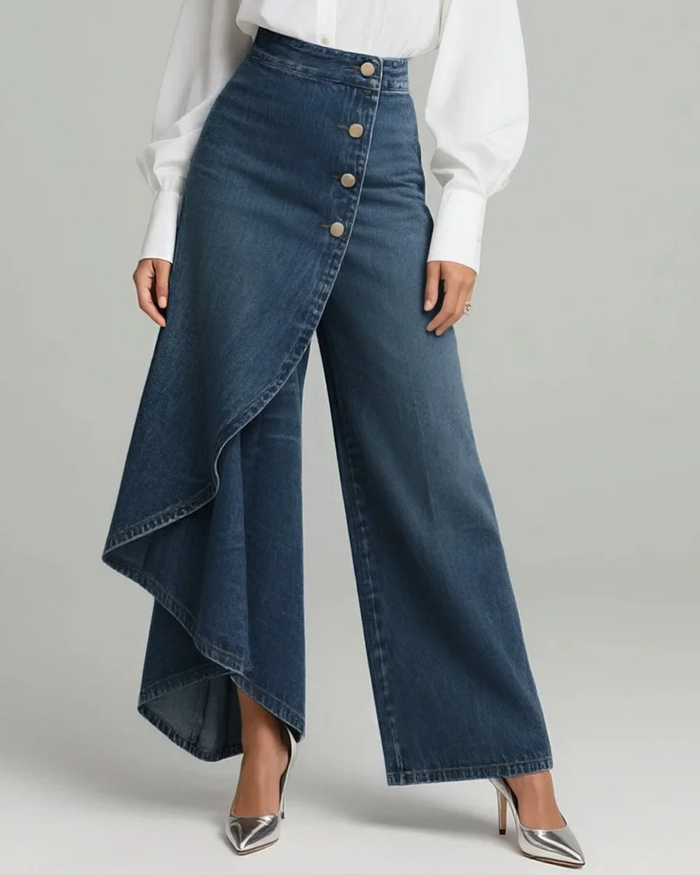 Ava™ – Wide-Leg Wrap Denim Jeans