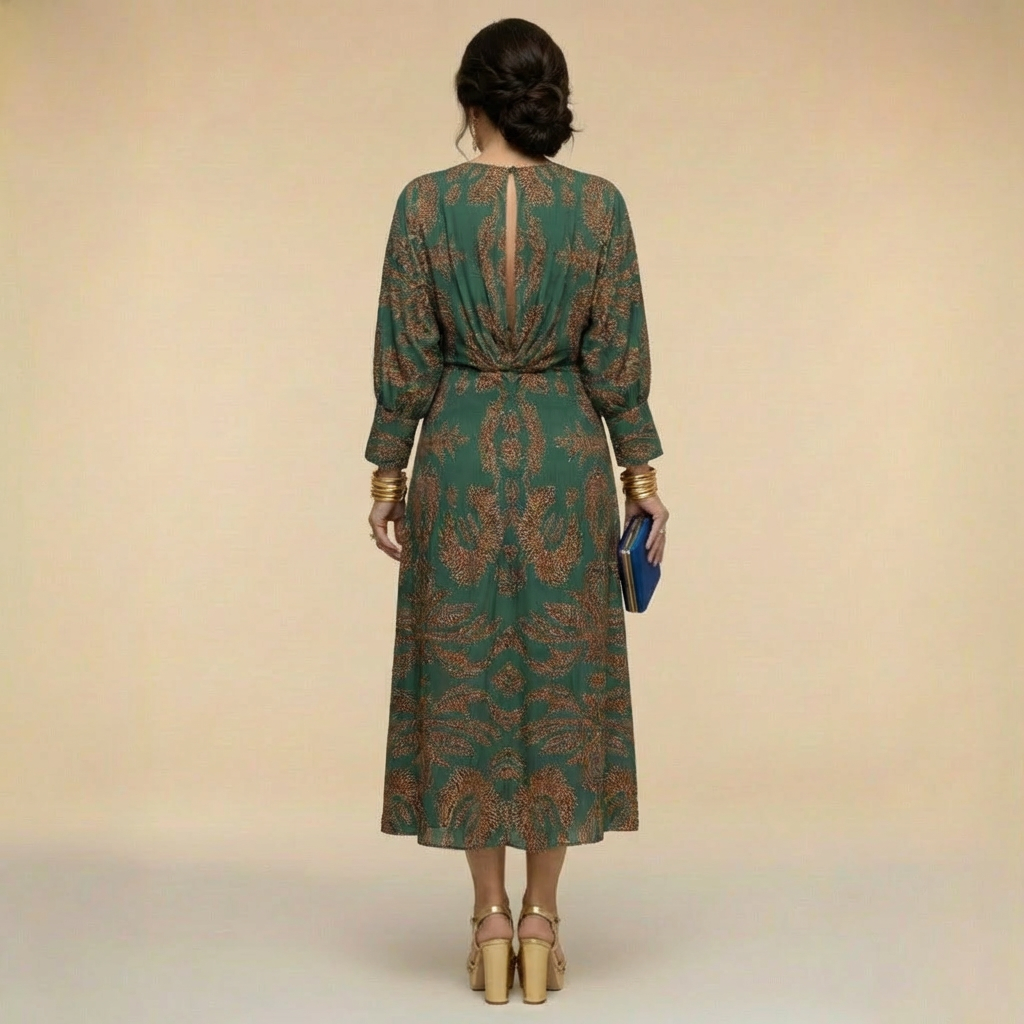 Natalia - Elegant midi dress with timeless print