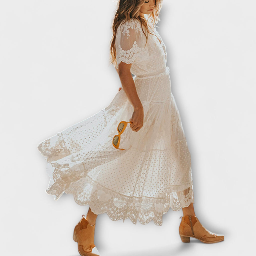 Helena - Midi Dress Lacey with V-Neck
