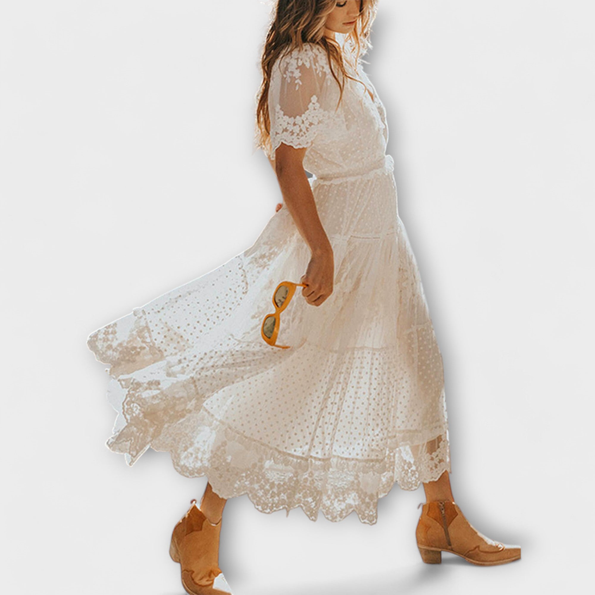 Helena - Midi Dress Lacey with V-Neck