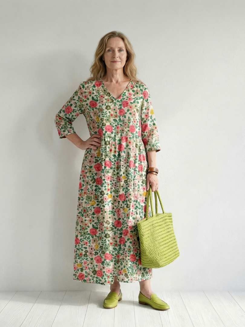 Colin | Rochie Midi cu Flori Dispuse