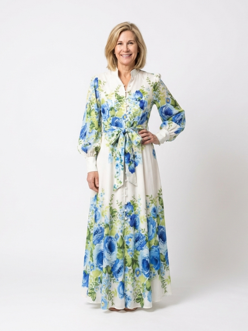 Harper | Long Sleeve Button-Front Maxi Dress