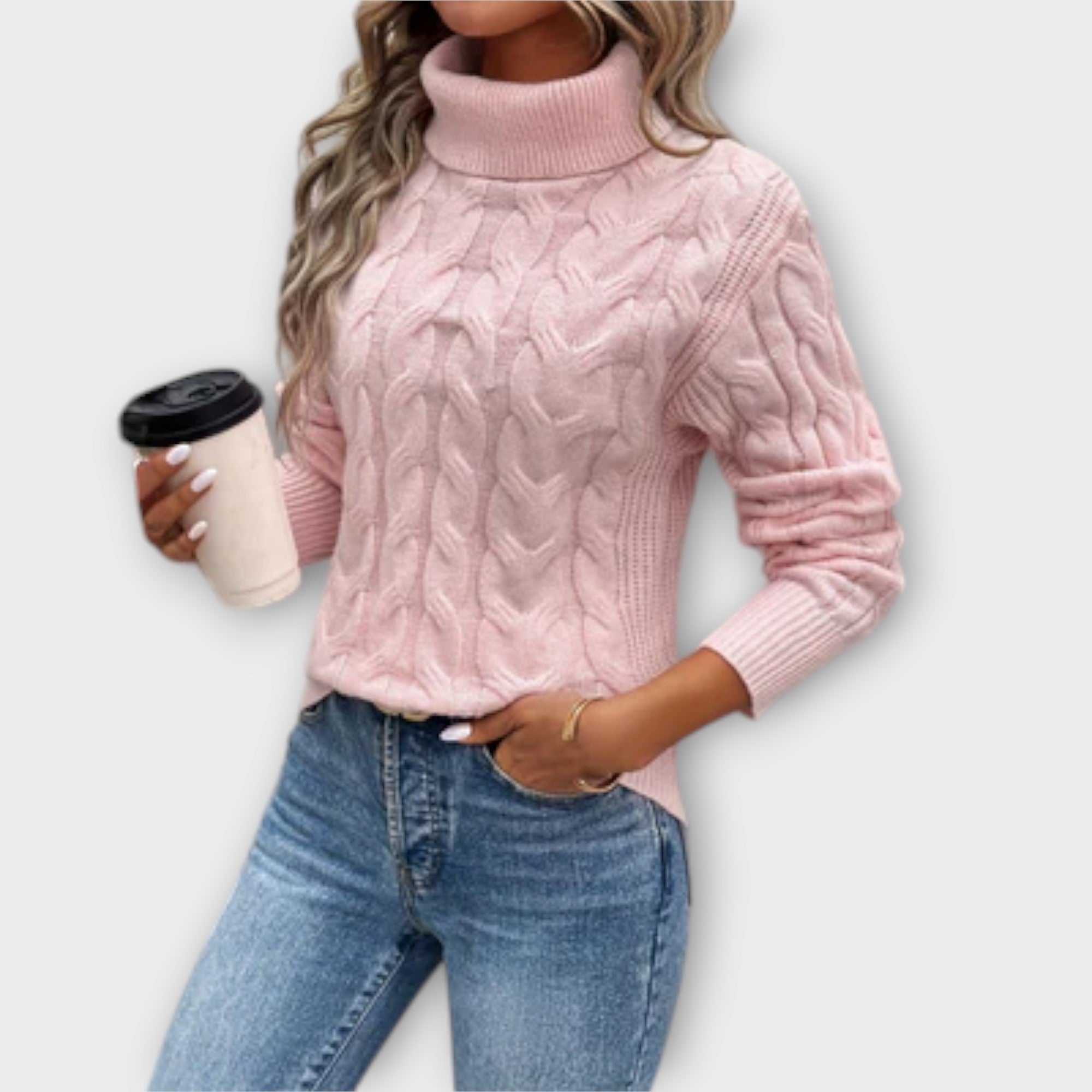 Amelija – Elegant Sweater with a Collar Made of Mesh