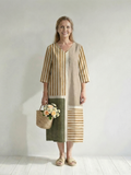 Soren | Rochie Midi cu Dungi Mixte Ușoare