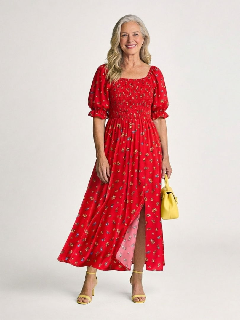 Delphine | Floral Square Neck Puff Sleeve Dress