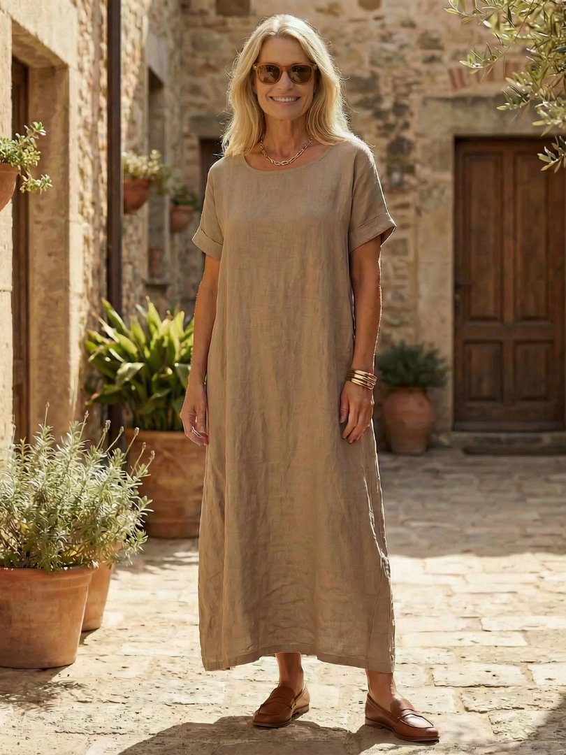Rosaline | Rochie de zi simplă din in