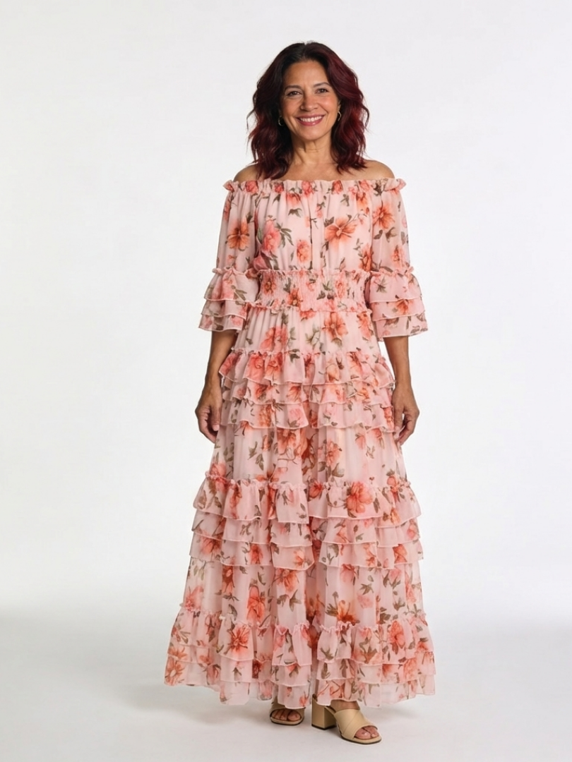 Rosalie | Floral Off-Shoulder Ruffle Maxi Dress