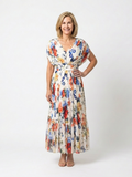 Savannah | Floral Pleated Short Sleeve Midi Dress