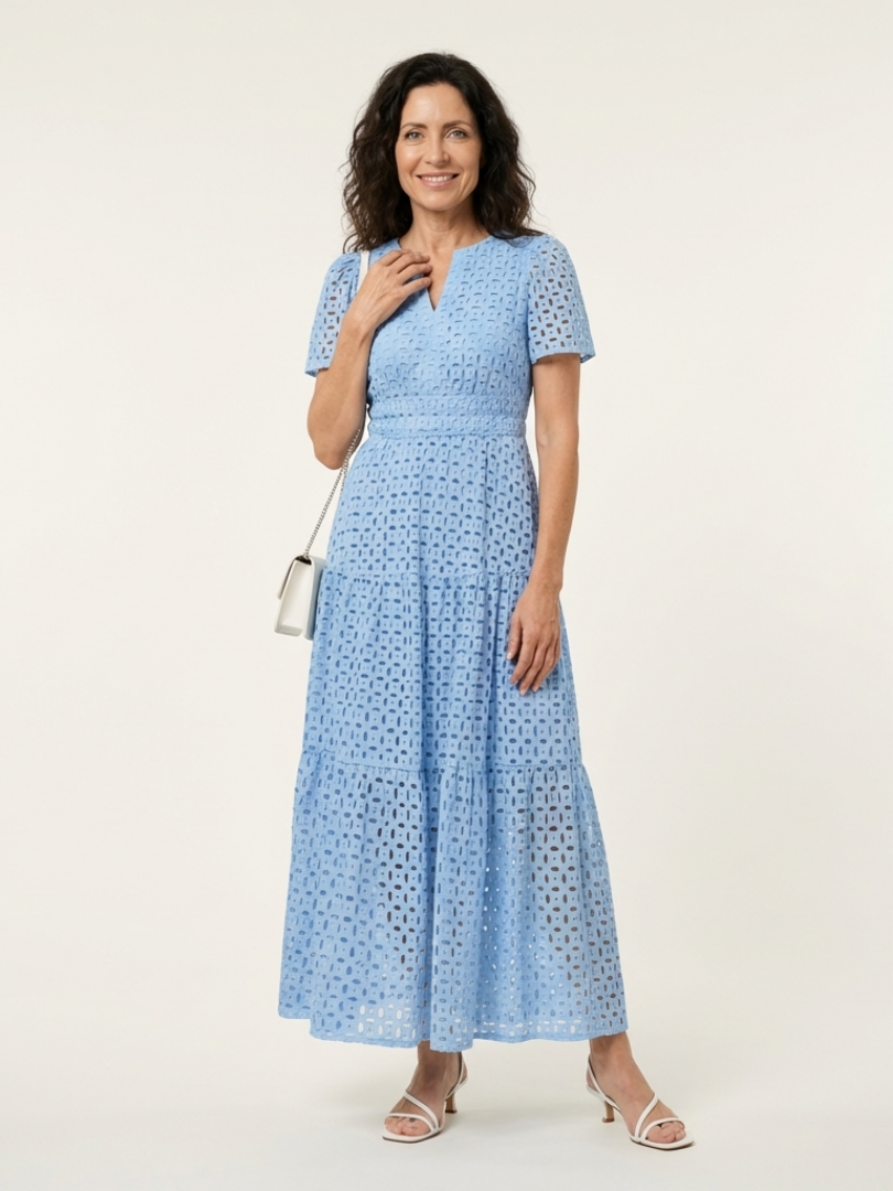 Brielle | V-Neck Short Sleeve Midi Dress