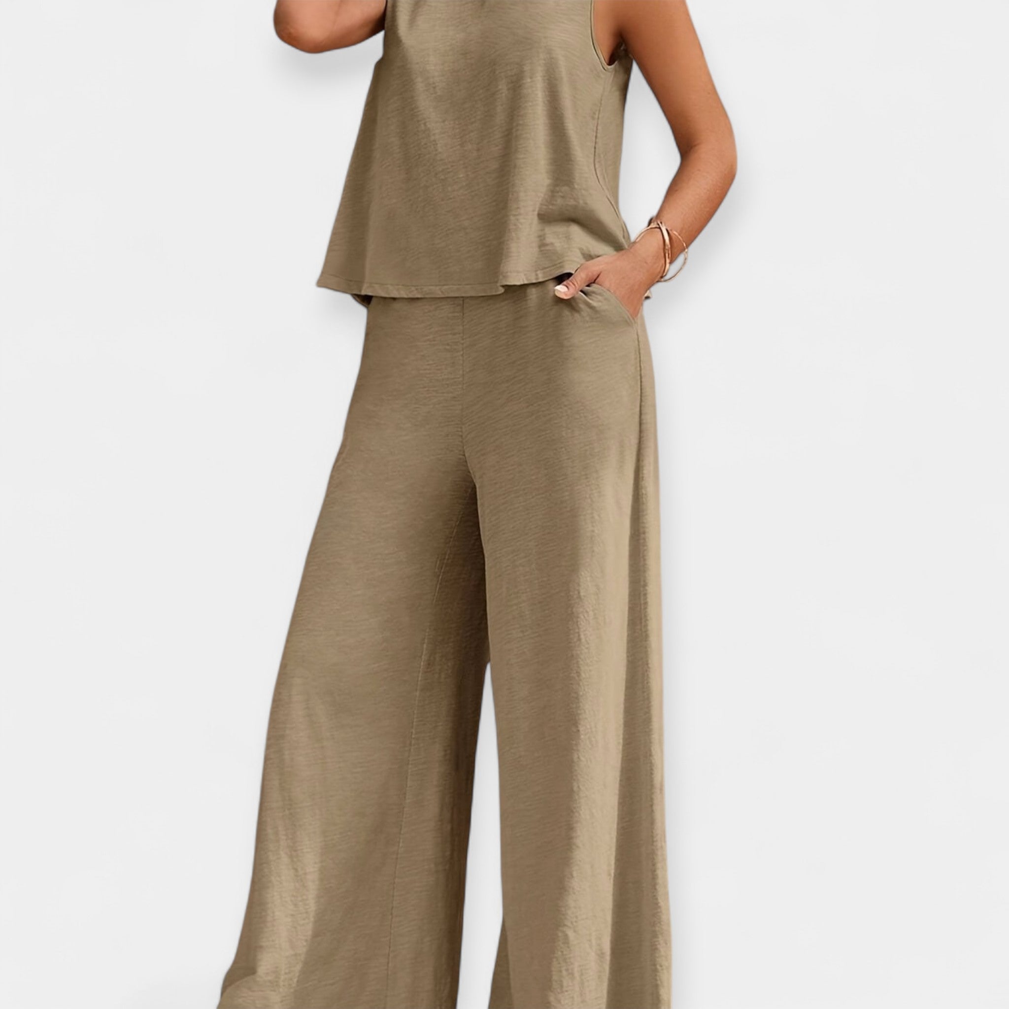 Sleeveless Top and Wide Pants Set