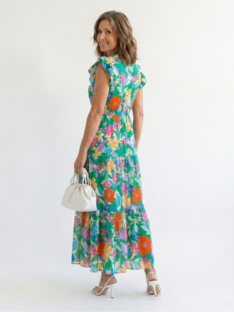 Lila | Floral V-Neck Midi Dress