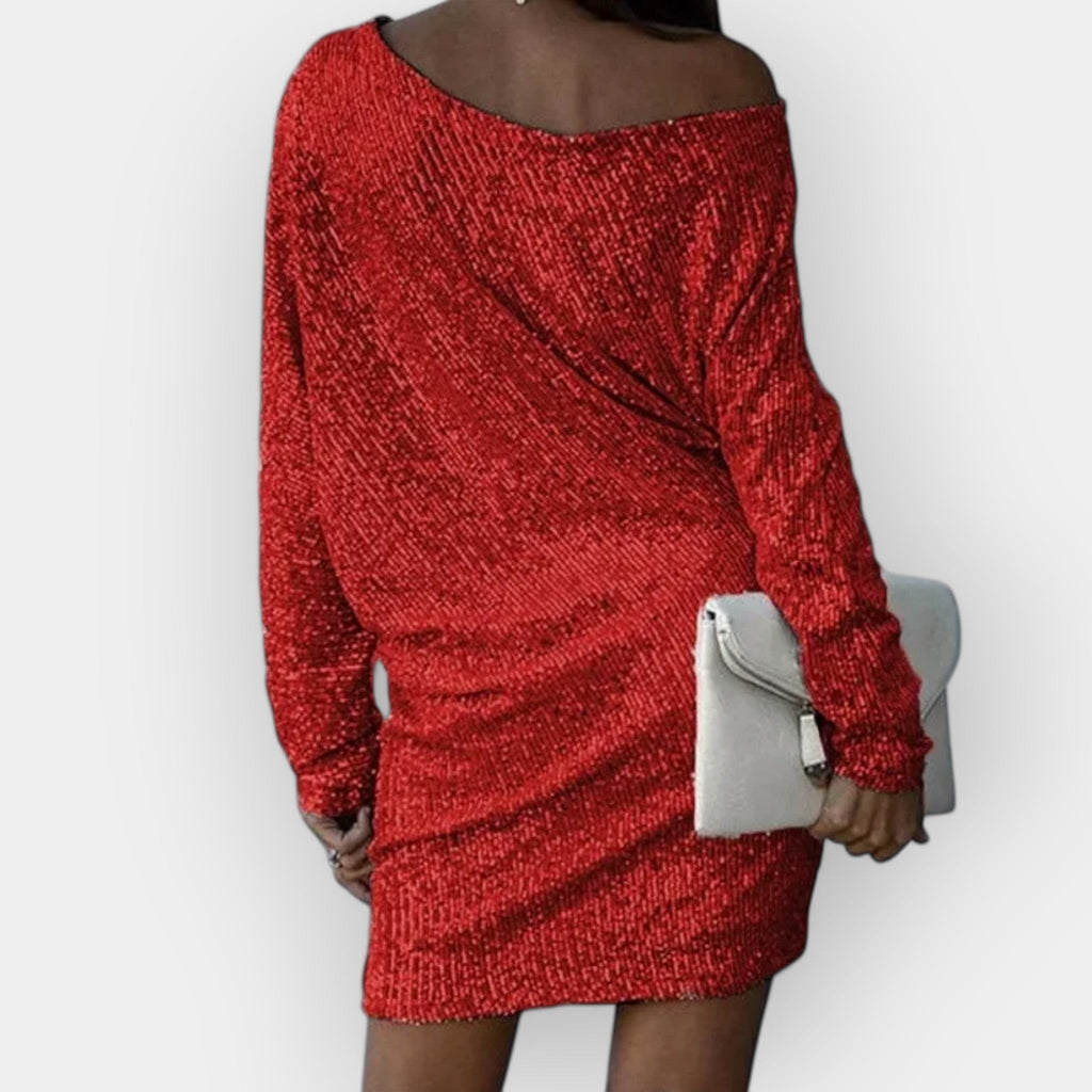 Evening Dress with Extended Sequins