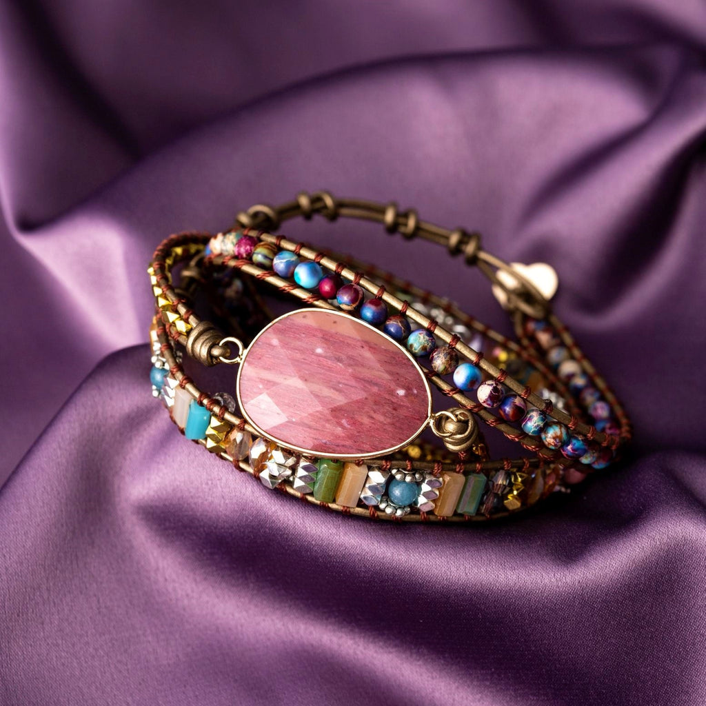 Wristband Balance - Rhodonite & Jasper - Leather - Self-Love