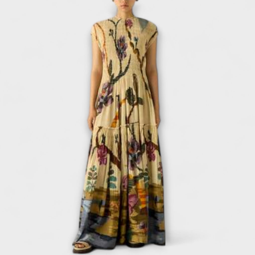 Pleated Dress with Print