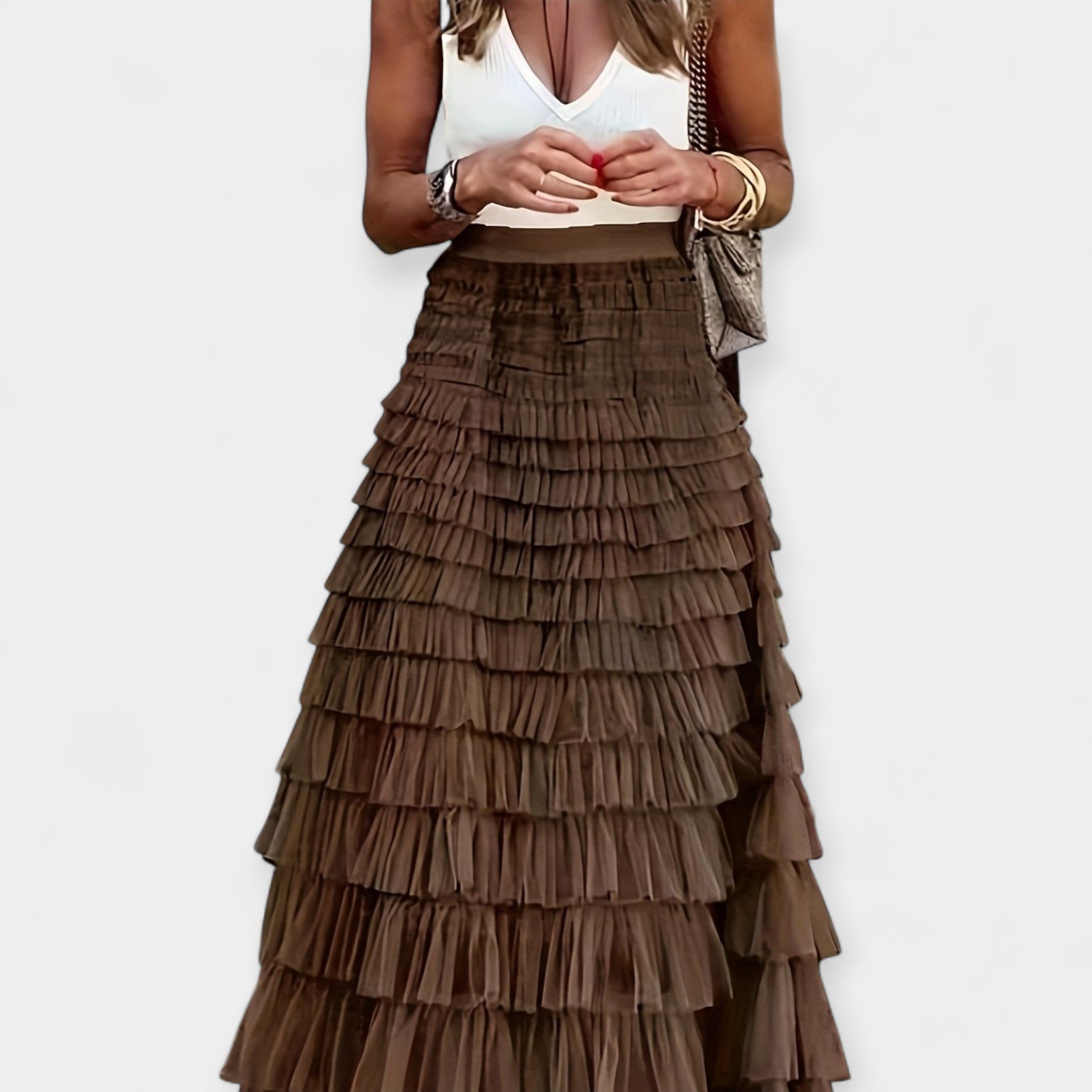 Boho Skirt with Mesh Satin Trim