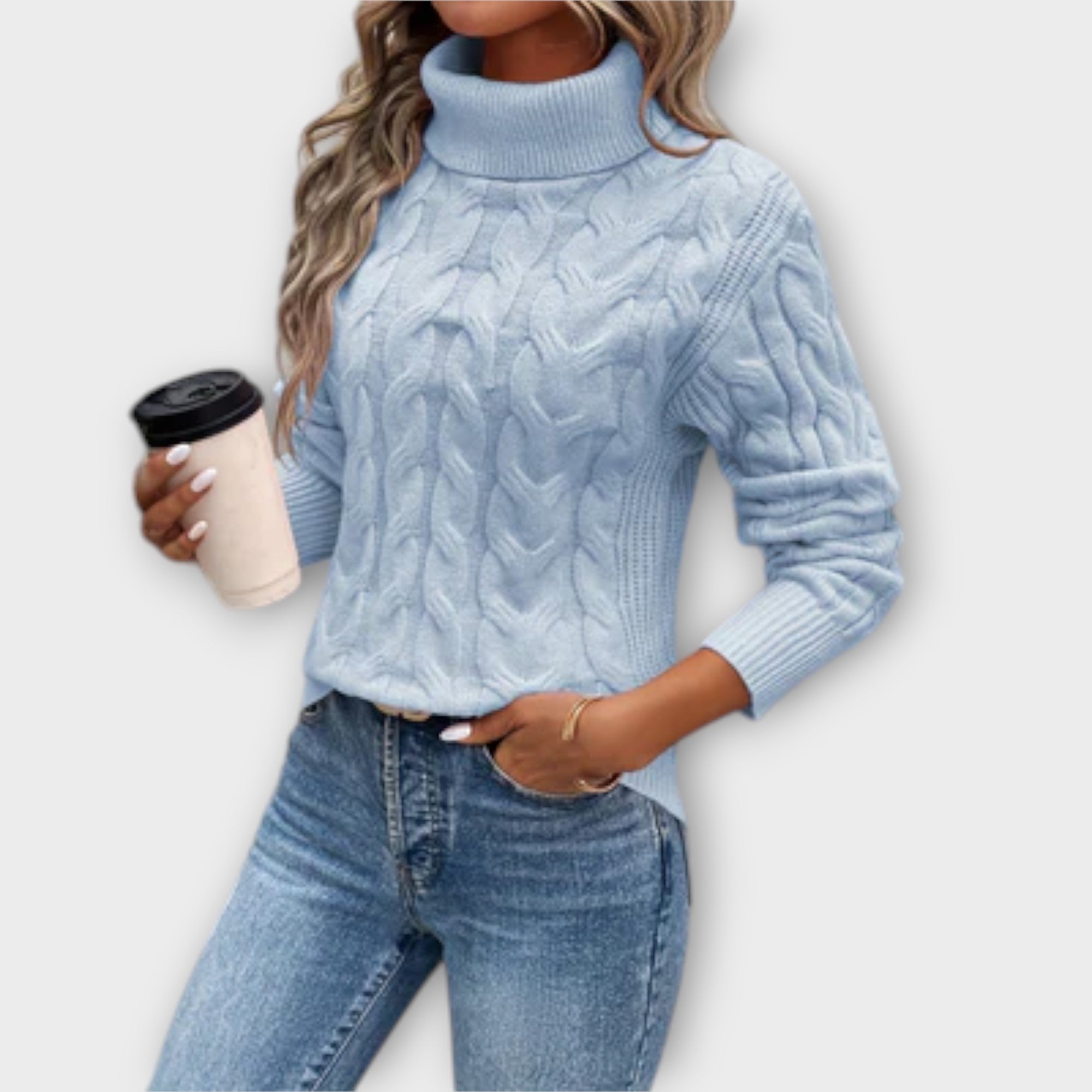 Amelija – Elegant Sweater with a Collar Made of Mesh