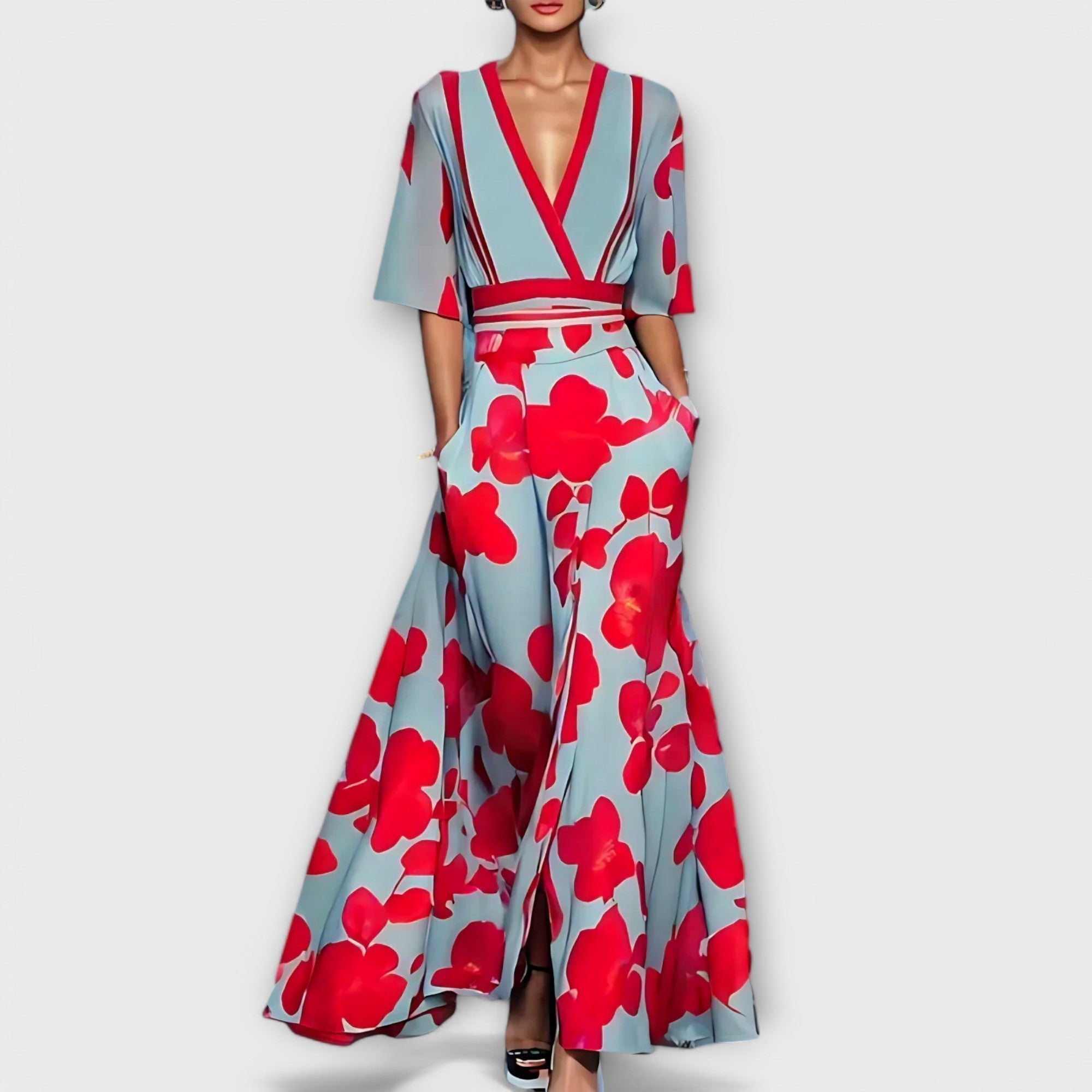 Isabela - Elegant Dress with Floral Motifs