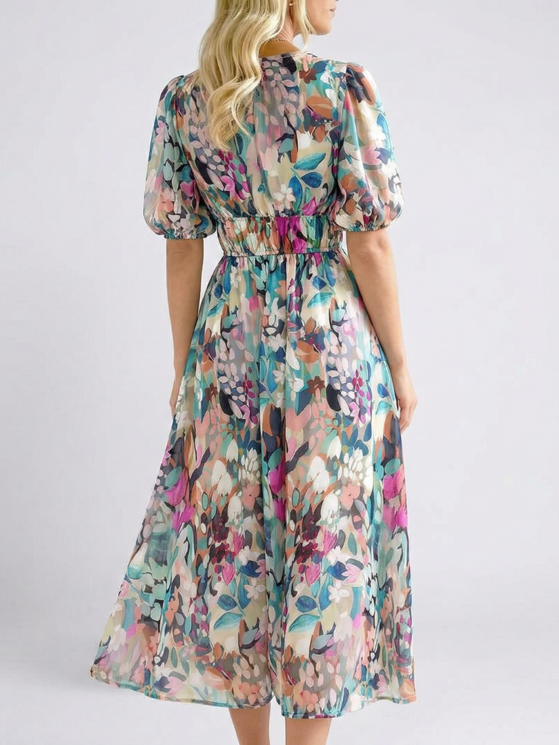 Eulalie | V-Neck Short Sleeve Midi Dress