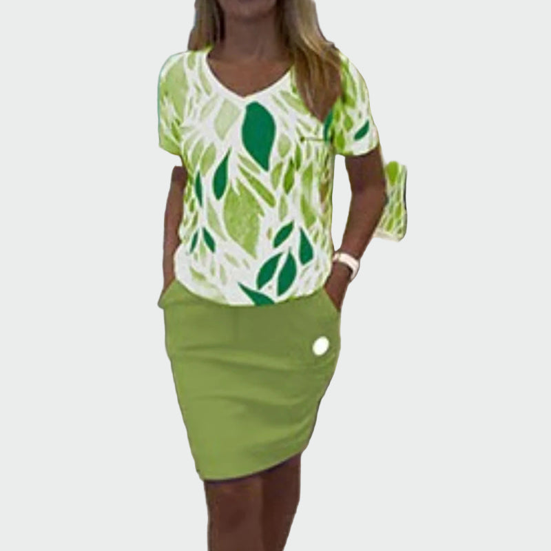 Stylish Set with Pattern and Elegant Skirt