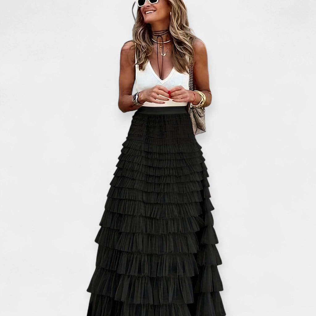 Boho Skirt with Mesh Satin Trim