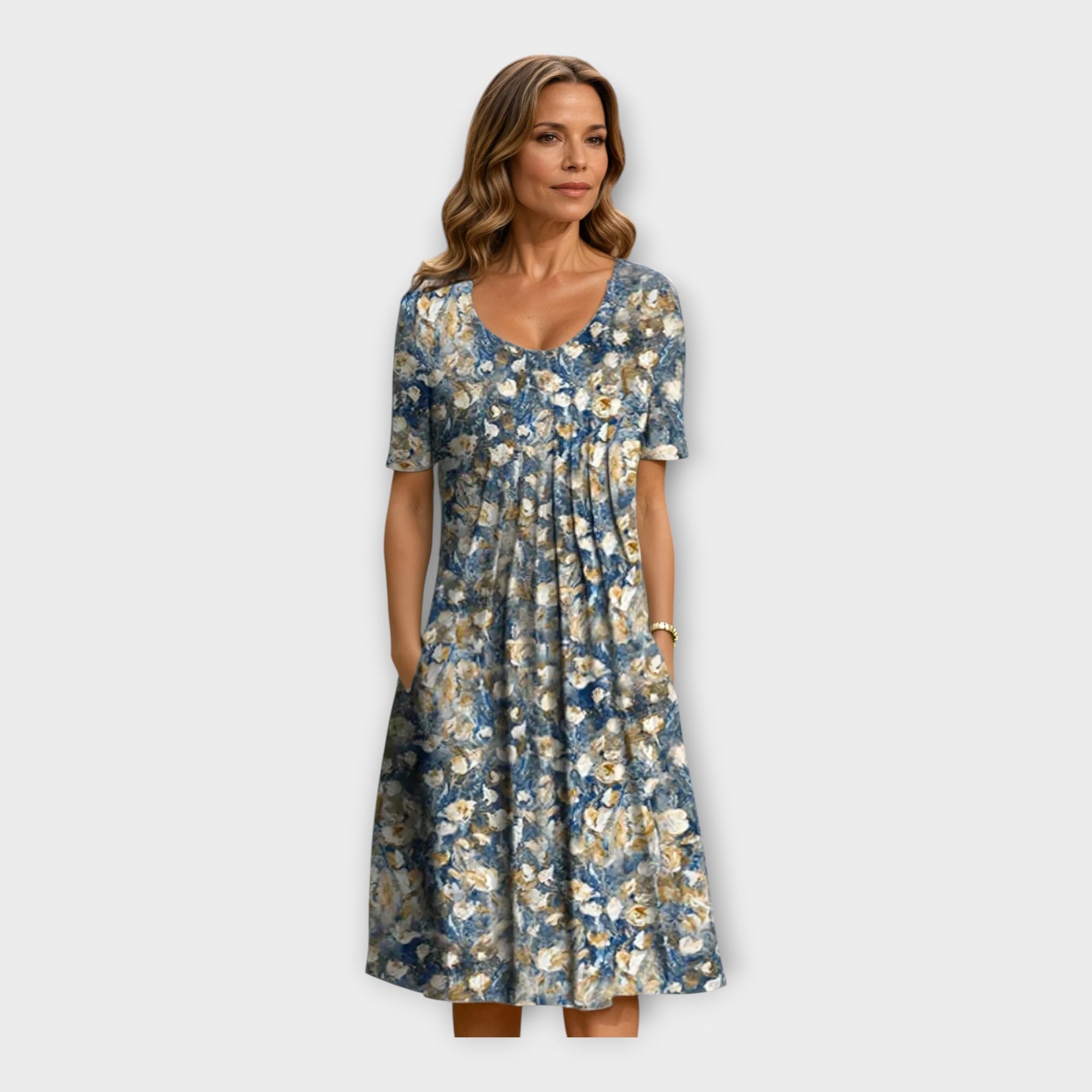 Floral Dress with Short Sleeves