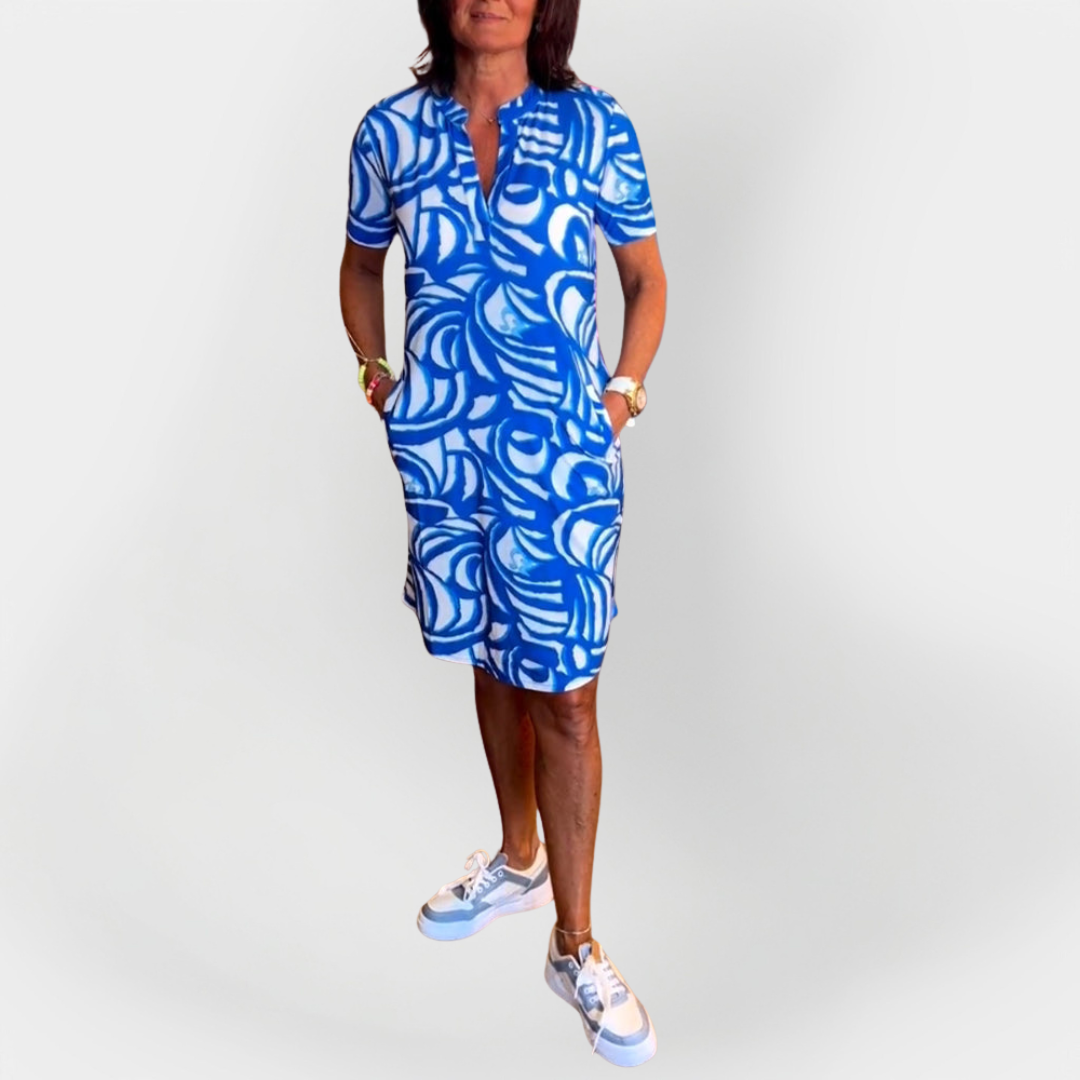 Soft Dress with Pattern and Short Sleeves