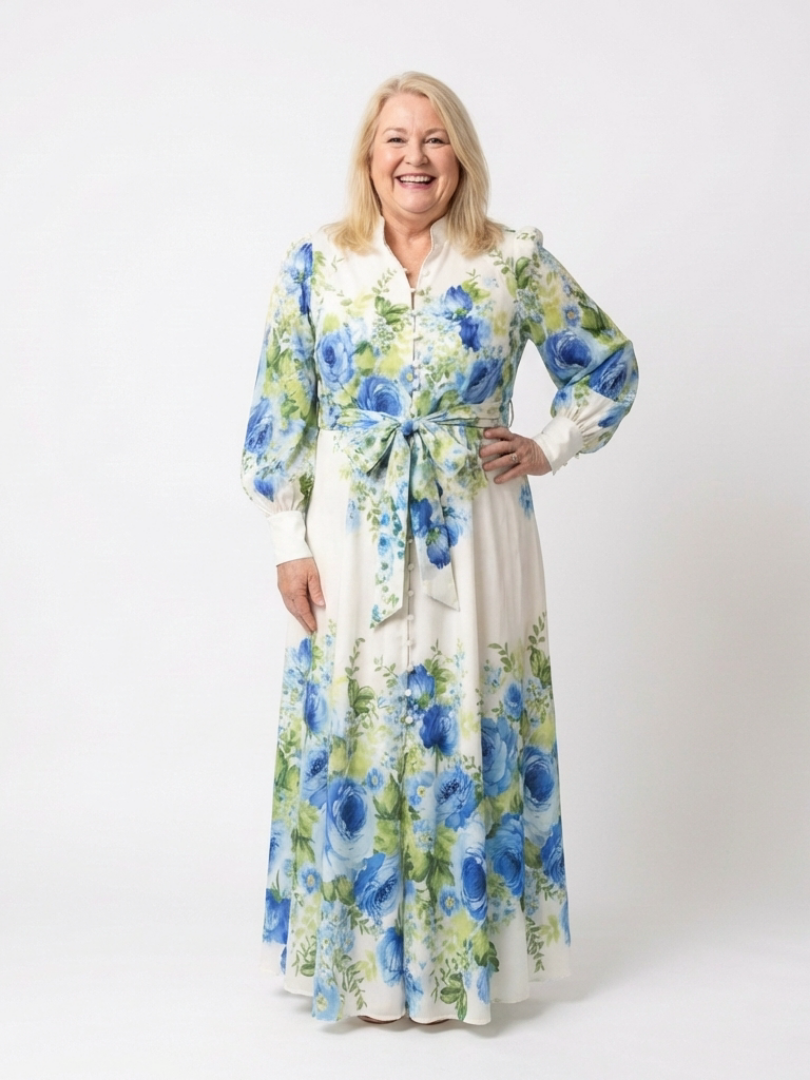 Harper | Long Sleeve Button-Front Maxi Dress