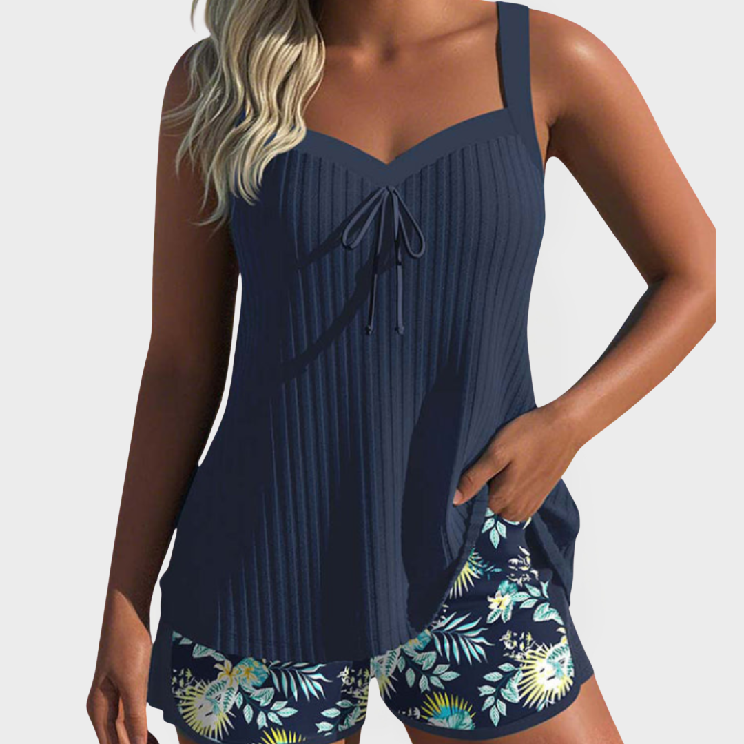 Tankini Set with Floral Patterns