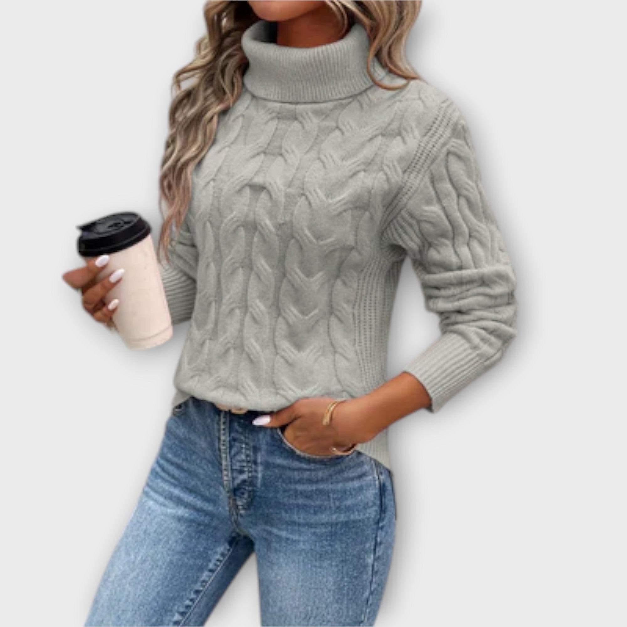 Amelija – Elegant Sweater with a Collar Made of Mesh