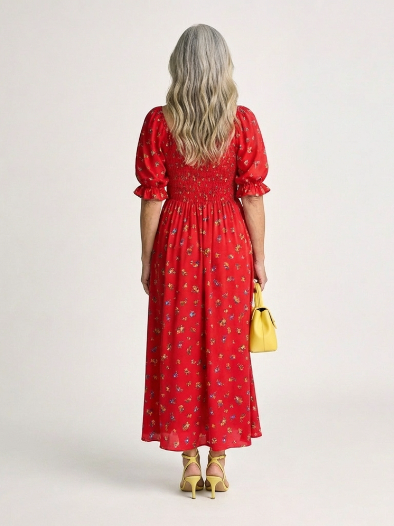 Delphine | Floral Square Neck Puff Sleeve Dress
