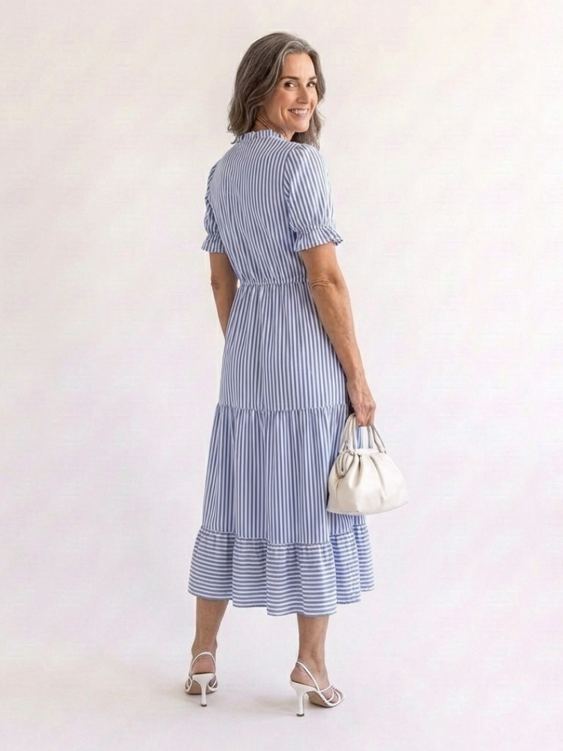Dakota | Striped Short Sleeve Midi Dress