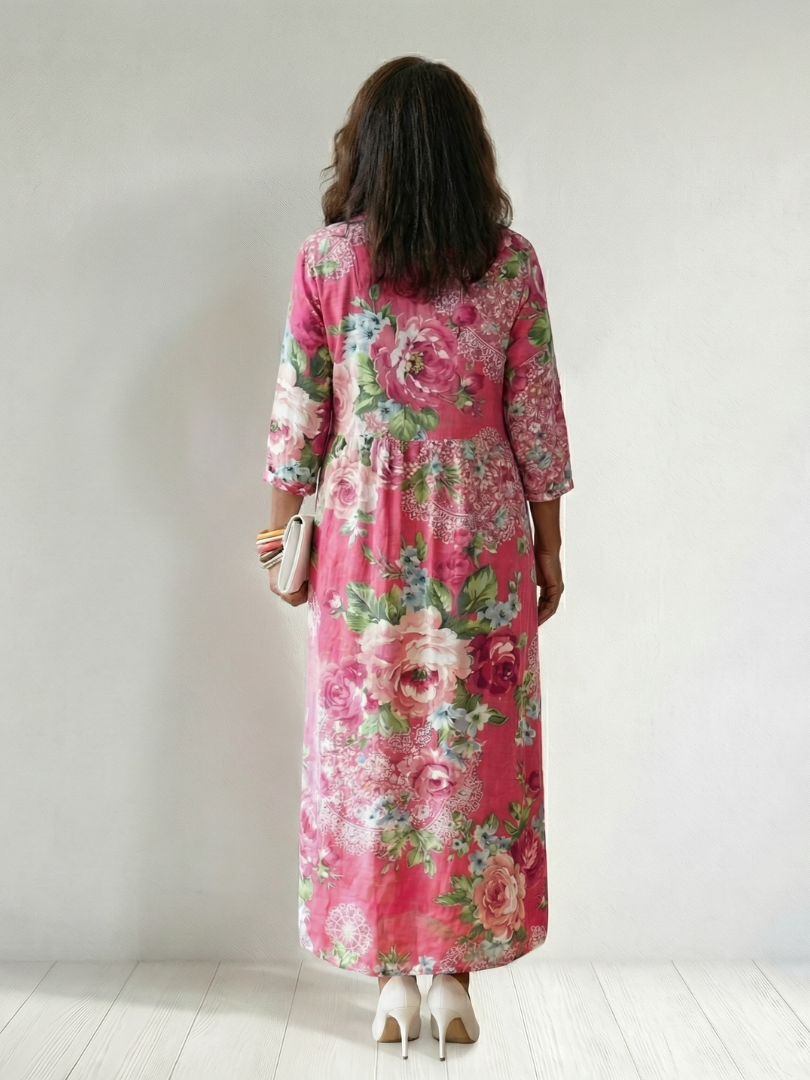 Freya | Rochie Midi cu Flori de Grădină