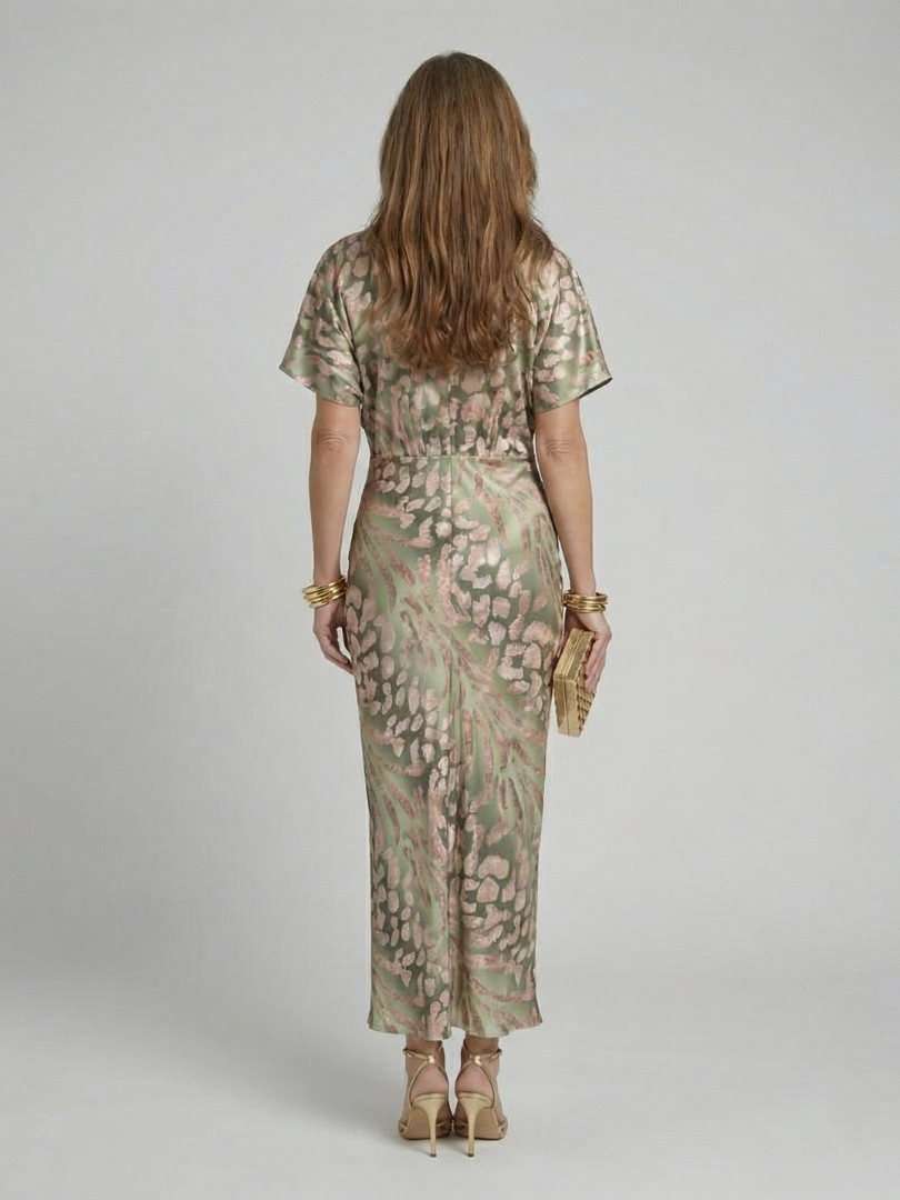 Coralie | Abstract Print Twist-Waist Midi Dress