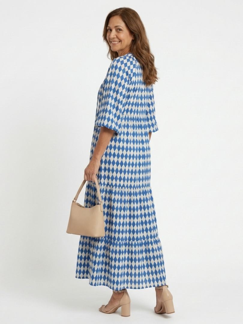 Elodie | Diamond Print Midi Dress