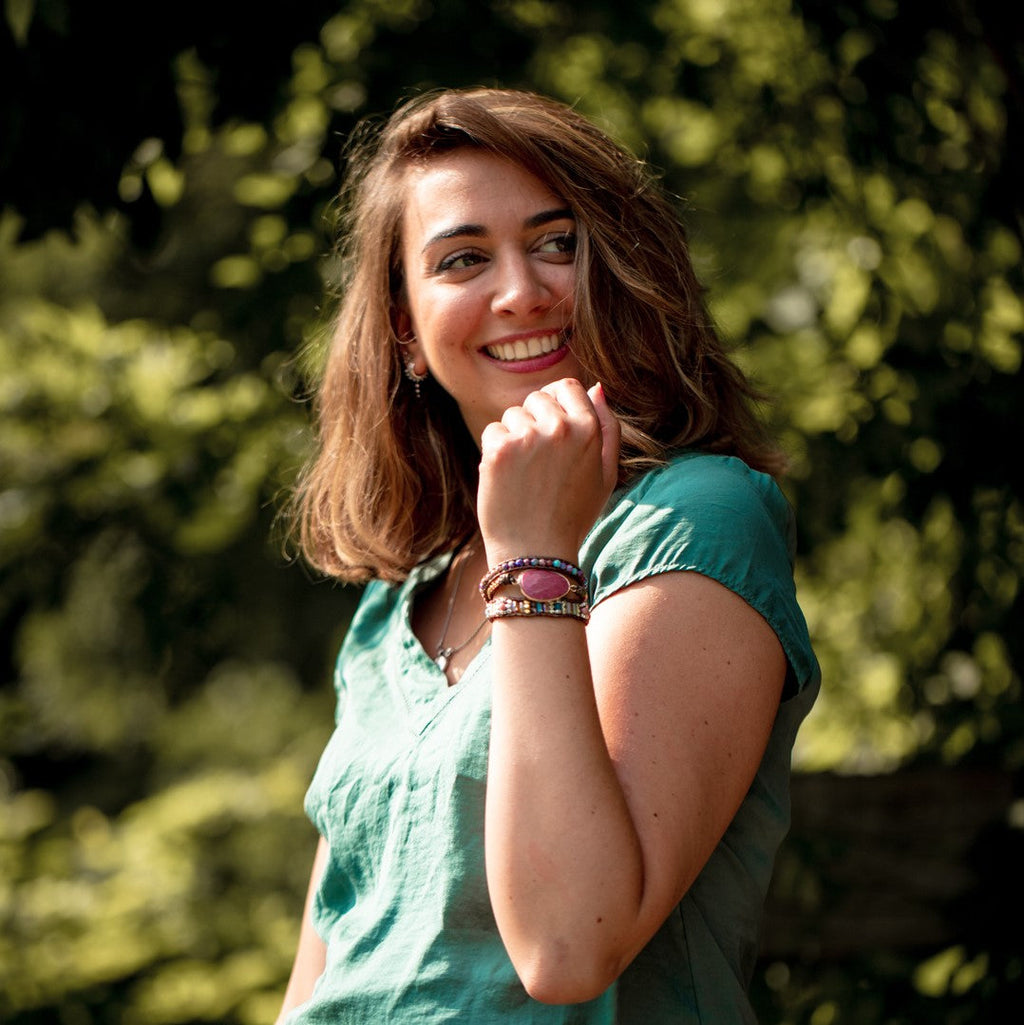 Wristband Balance - Rhodonite & Jasper - Leather - Self-Love