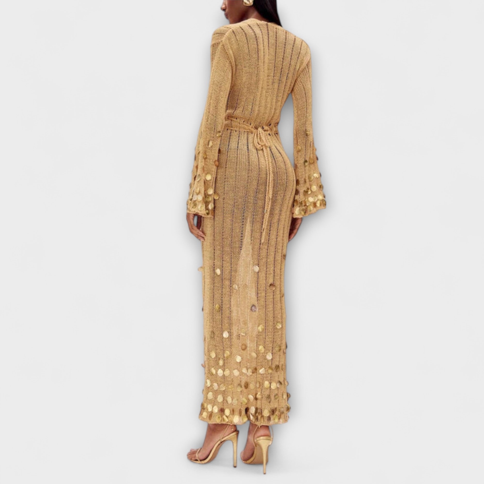Golden Knitted Maxi Dress from Dolly