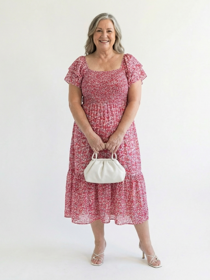 Odette | Floral Cold-Shoulder Midi Dress
