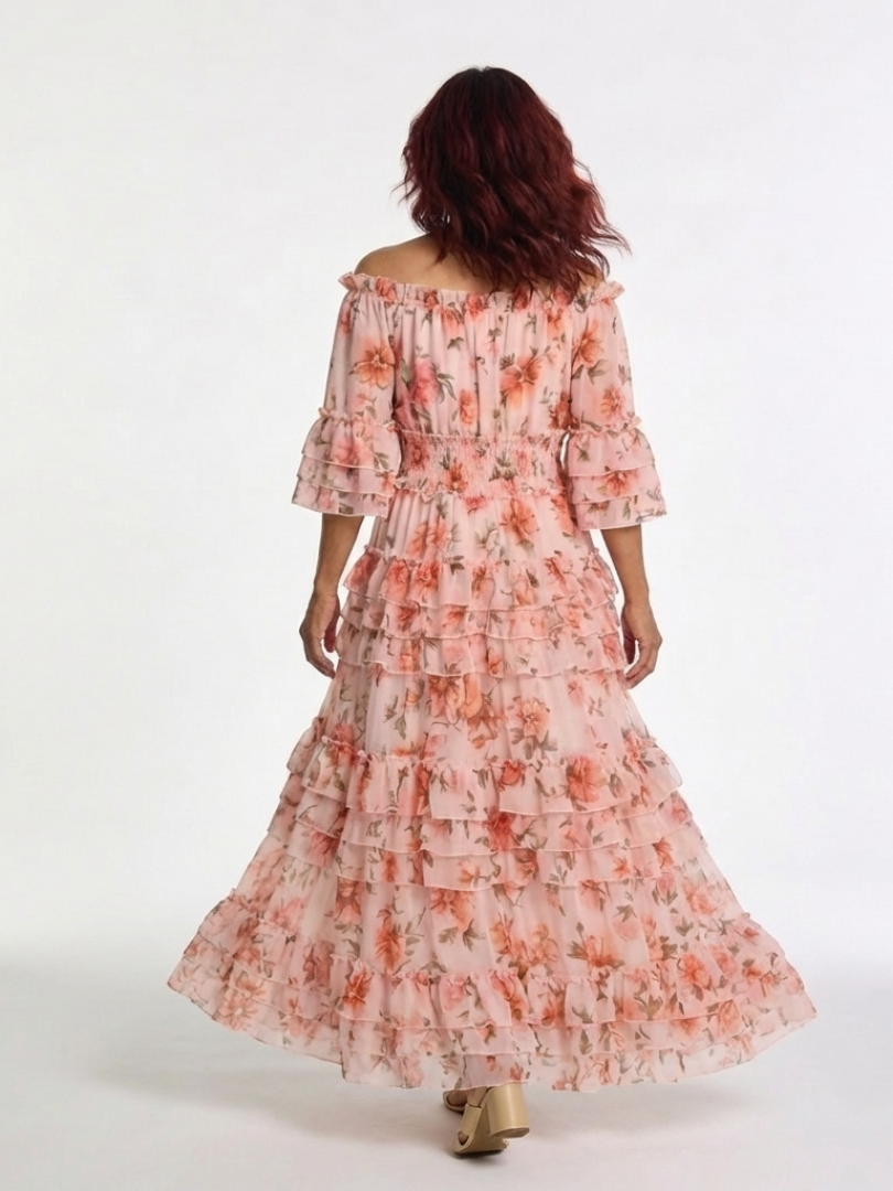 Rosalie | Floral Off-Shoulder Ruffle Maxi Dress