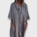Linen Dress with Buttons and Pockets