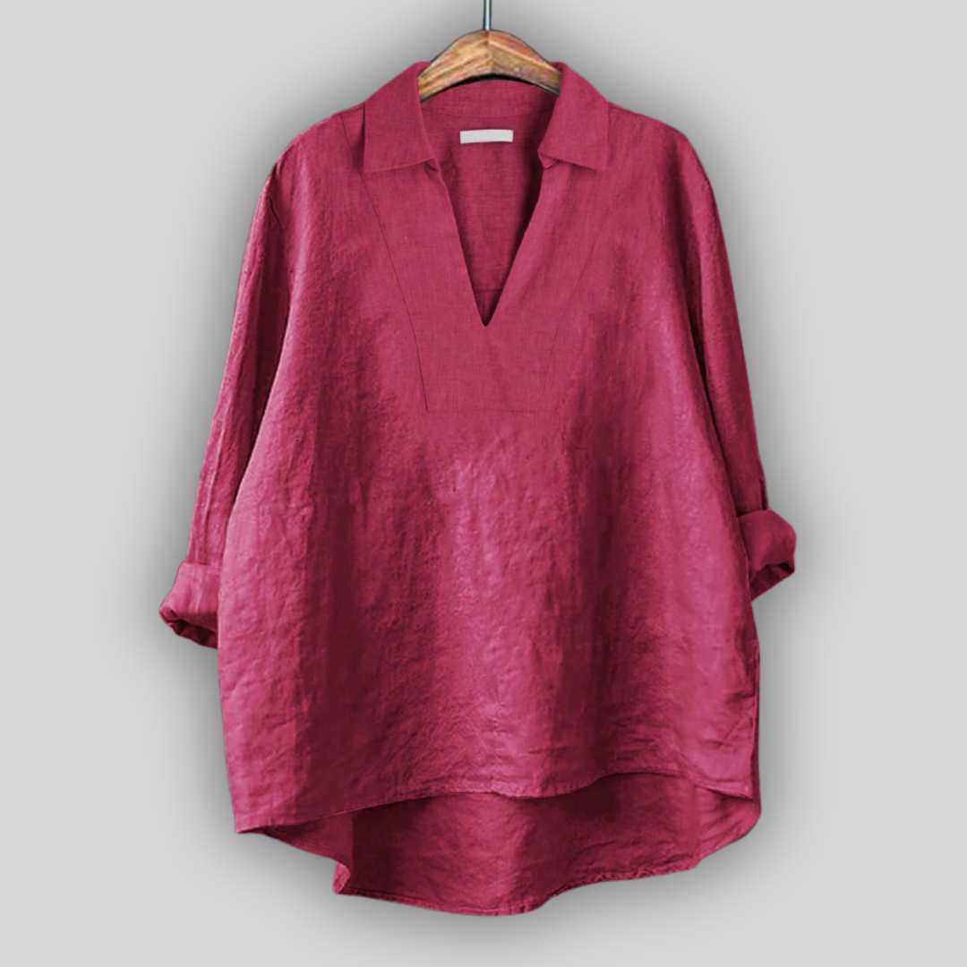 Linen Blouse Silver Elegance