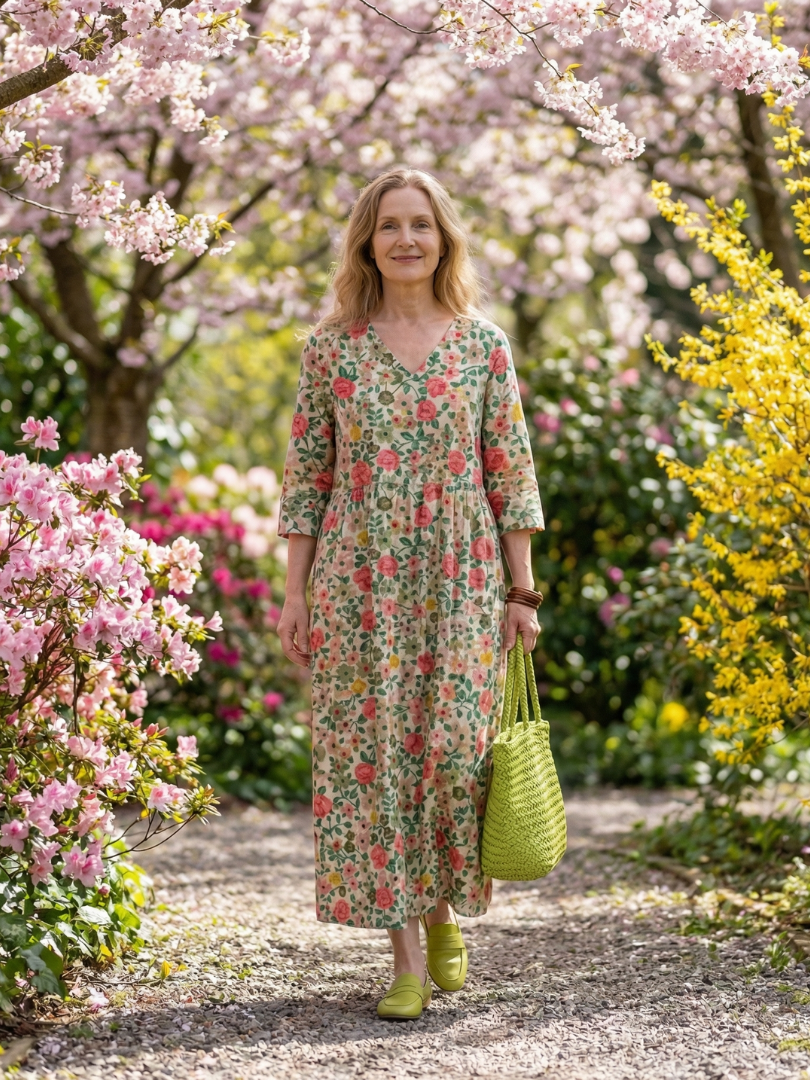 Colin | Rochie Midi cu Flori Dispuse